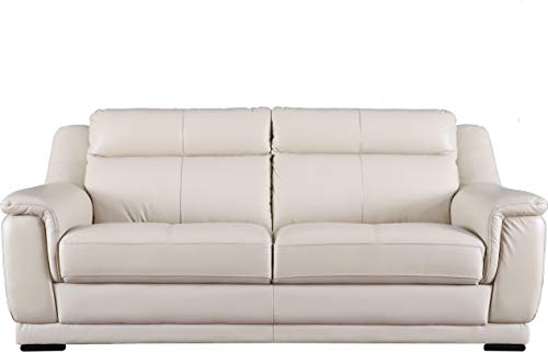 Image of Hometown Agata Half Leather Three Seater Sofa in Beige Color By Hometown