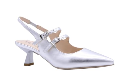 Talons argentés Nero Giardini 12253 à bout ouvert et bride arrière chic