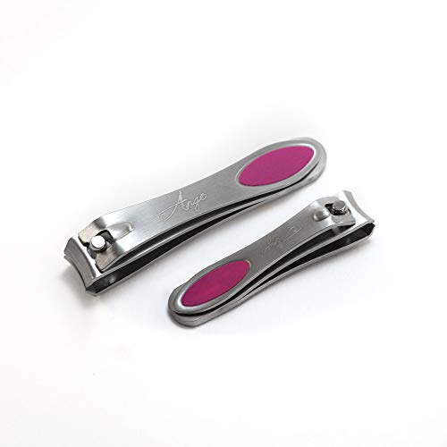 Ango Hochqualitatives Nagelknipser Set - für Finger- und Zähennägel - Der Nagelzwicker besteht aus 100% rostfreiem Edelstahl - perfekter Schnitt durch die gebogene Nagelzange - im pink Design Cover
