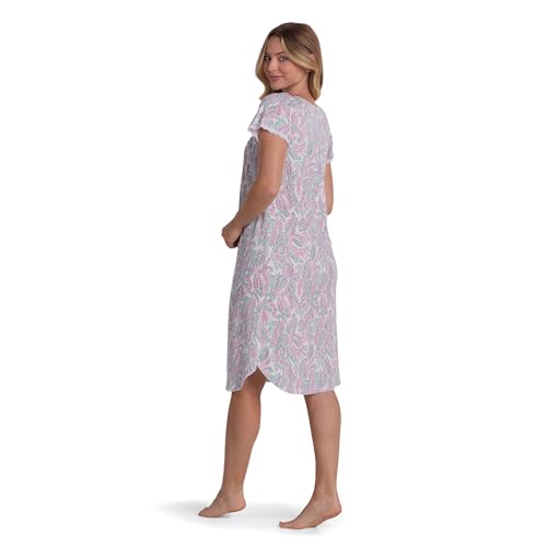 Image of Miss Elaine Short Cottonessa Nightgown, Short Sleeves and Beautiful Pattern Gown, Sleepwear & Loungewear