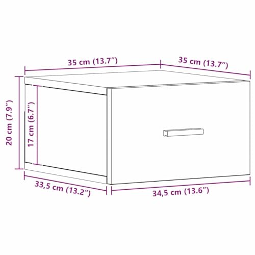 Table d'appoint avec espace de rangement suspendu chêne noir - 3