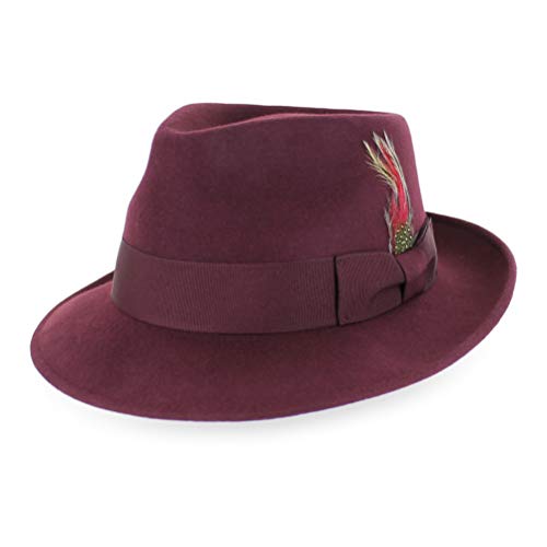 Image of Belfry Gangster Men's Fedora - Crushable 100% Wool Felt Hat, Stain Resistant & Travel Friendly Dress Fedora