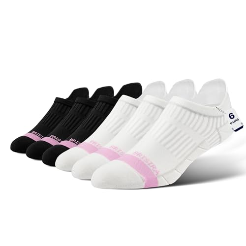 Image of BRISIRA Coolmax Bamboo Viscose Women Compression Running Ankle Socks No Show Athletic Wicking Thick Cushioned Arch Support