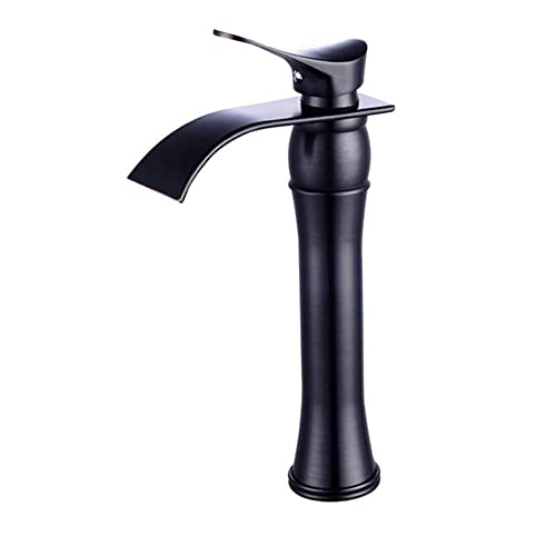 Grifo cascada negro mezclador de agua fría y caliente para lavabo de baño y decoración moderna