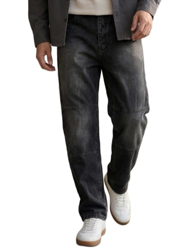 Image of Urbano Fashion Men's Loose Baggy Fit Cut and Sew Panelled Jeans Non-Stretchable