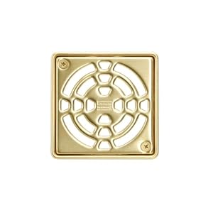 Schluter Kerdi-Drain Classic Shower Grate Kit with Integrated Slope Bonding Flange – Ideal for Tile Showers – 4″ Grate Size, Square, Classic Gold Finish – KD4GRKECG