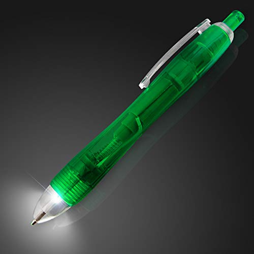 FlashingBlinkyLights Green Light Tip Pen with White LED (Set of 12)