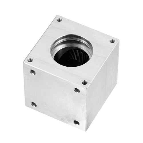 QUARKZMAN Getriebe 90 Grad Rechtwinkliges Kegelradgetriebe 1:1 Einzelausgangswelle 1 Modul 20 Zähne Kegelrad Aluminiumrahmen Einfaches Mechanisches DIY Modul 10mm Welle (D-Form Bohrung)