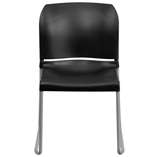 Flash Furniture 5 Pack Hercules Series 880 Lb. Capacity Black Full Back Contoured Stack Chair With Gray Powder Coated Sled Base #TOP3
