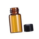 OFFSCH 12 Stück Kleiner Bernsteinglasfläschchen 1 Ml Aus Langlebigem Glas Mit Öffnungsreduzierer Für Ätherische Öle Parfüm Und Chemikalien Kleine Fläschchen Mit Schwarzem Deckel Für Reise Und Labor