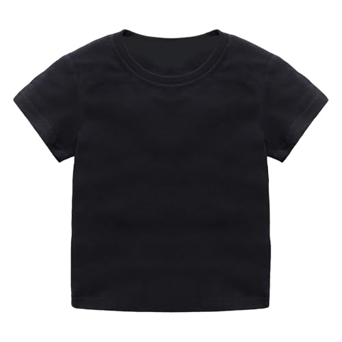 Photo de Generisch T-shirt à col rond avec coupe classique pour garçons et filles | Organic Soft Pack manches courtes basique tout-petits enfants 2025, Noir , 18-24 mois
