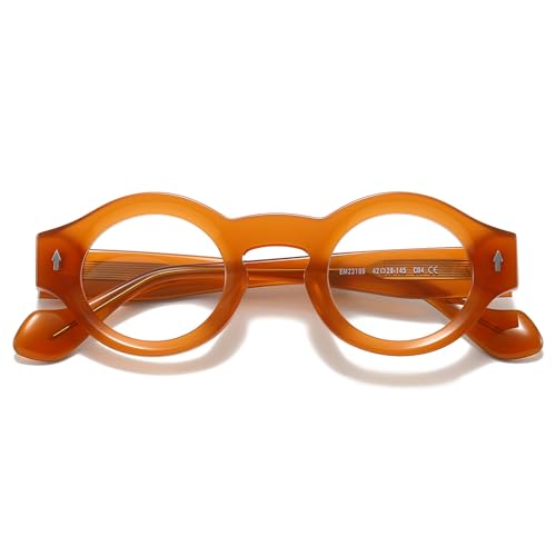 Image of JOLLYNOVA Yuki Vintage Small Acetate Glasses Frame Prescription for Women Men Round Thick Eyeglasses Frames 41-28-145mm