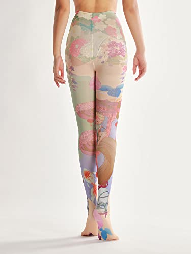Image of Sahabowi Women Tights, Sheer High Waist Pantyhose, Vintage Control Top Stockings, Siwa opaque print1