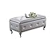 Kings Brand Furniture Silver Vinyl Tufted Design Upholstered Storage Bench Ottoman