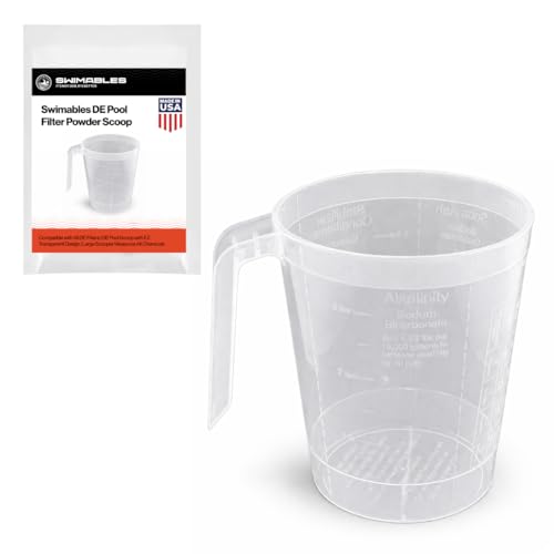 Swimables DE Pool Filter Powder Scoop Compatible with All DE Filters | DE Pool Scoop with EZ Transparent Design | Large Scooper Measures All Chemicals | DE Scoop 1 Pound