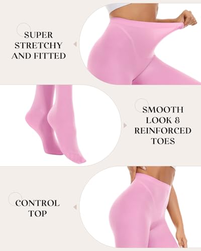 Century Star Womens Tights Opaque Ballet Dance Stockings Tummy Control Top Pantyhose Run Resistant 80D High Waist Leggings3