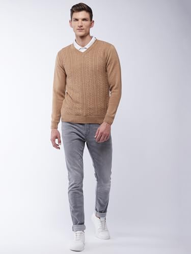 Image of Pivl Men's V Neck Winter Solid Sweater - Warmth and Style for The Season
