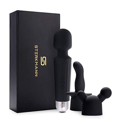 Sterkmann Vibrate Wand Massager with 2 Massage Heads and Travel Pouch for Stress
