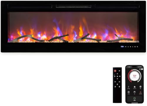50 Inch Built-in Electric Fireplace Heater - 12 Realistic Flame