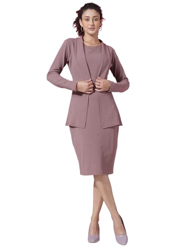 Image of Selvia Western Lycra Plain Two Piece Shrug with Bodycon