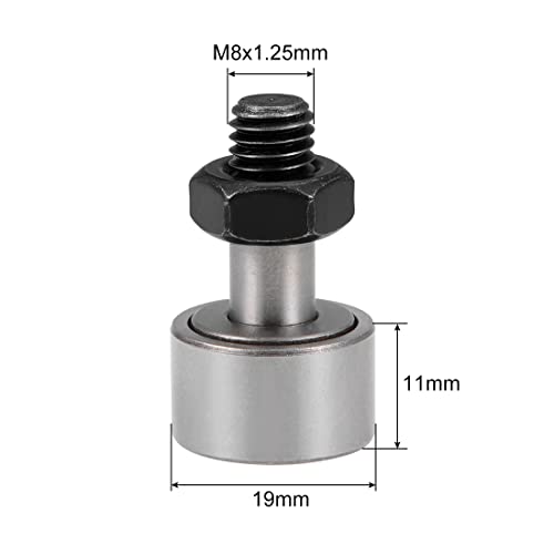 Uxcell Cf8 Cam Follower Kr19 Needle Roller Bearing, 19Mm Roller Diameter, 11Mm Roller Width, M8 Standard Stud 2Pcs #TOP3