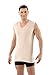 ALBERT KREUZ Men's Laser Cut Invisible Seamless v-Neck Undershirt Sleeveless Stretch Cotton Nude Beige S