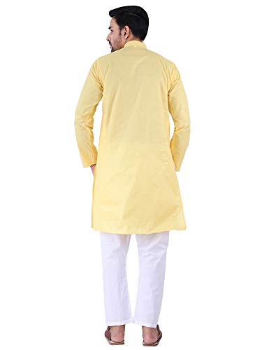 Image of Sadree Men's Cotton Blend Light Weight|Knee Length|Mandrin Collor|Relax comfert|Classic Style Kurta Pyjama Set