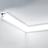 【 Installation facile en surface 】 : Inutile de creuser des rainures au plafond : il suffit de visser correctement. Installez ensuite le ruban lumineux (non fourni) et fixez le cache en acrylique pour une finition impeccable. (Vis simples incluses.)