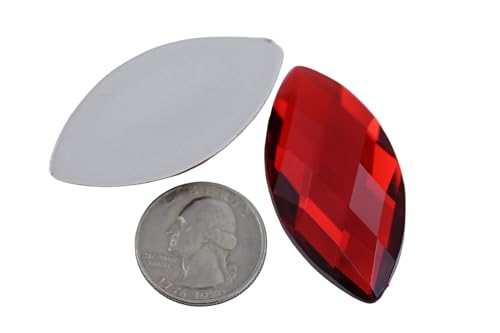 Allstarco 50x25mm Red Ruby H103 Large Flat Back Navette Acrylic Rhinestones Large Cosplay Gems Marquise Embelishments DIY Crafts - 2 Pieces