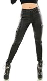 wetlook jeans 2017 Damen High Waist Hose im Wetlook mit seidiger Beschichtung im Kunstlederlook