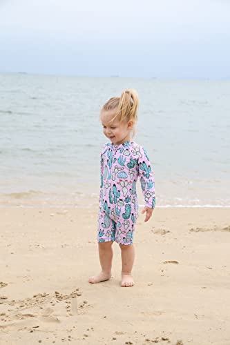 Image of HUAANIUE Toddler Girl Swimsuit Long Sleeve UPF50+ Sun Protection