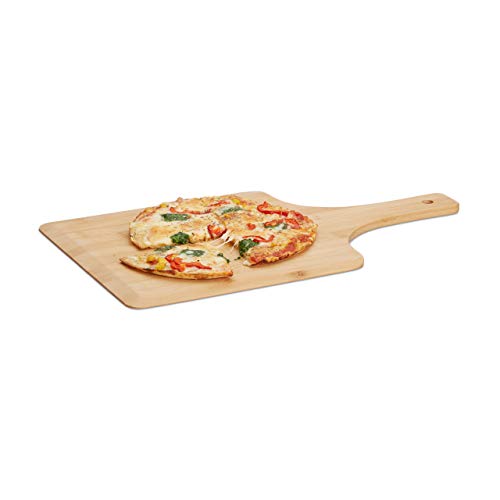 Relaxdays Pizzaschieber Bambus, 50 x 30 cm, als Pizzaschaufel...
