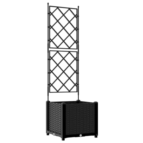 vidaXL Cache-Pot de Jardin Noir 40 x 40 x 143 cm Acier, Jardin et terrasse, Pot Moderne en Acier, résistant aux intempéries, Support Durable, déco pour Patio