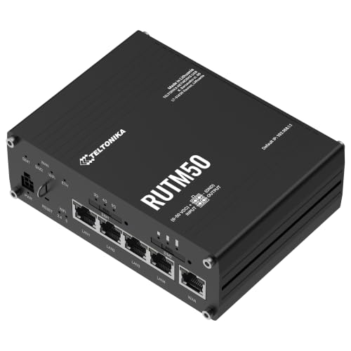 Image of Teltonika RUTM50 RUTM50000000 Industrial 5G Cellular Router, Dual SIM Router with Wi-Fi 5, 5X Gigabit Ethernet, GNSS, SA /NSA 5G & 4G LTE Connectivity, Remote Management & VPN, North America Version
