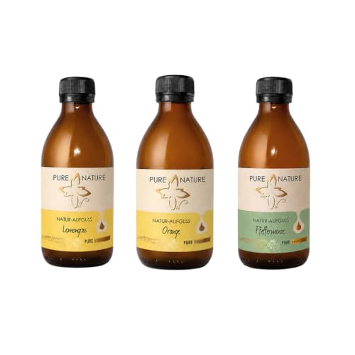 Pure Nature Natur-Saunaaufguss Set Abendruhe | 3x250 ml Saunaaufguss Bundle | Lavendel, Orange, Fichte | Aus Naturreinen Ätherischen Ölen
