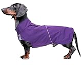 Dachshund Raincoat Weiner Dog Clothes Suitable for Dachshunds Corgi, Weiner, Dog Waterproof Coat with Reflective Stripe underbelly Protection - Purple - S