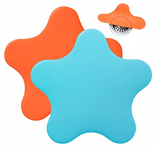Image of 2 Pack Bathtub Stopper Tub Drain Plug Stopper, Adorable Universal Silicone Bath Drain Cover, Beautiful Starfish Illustration, Kids Tots Babies Gift