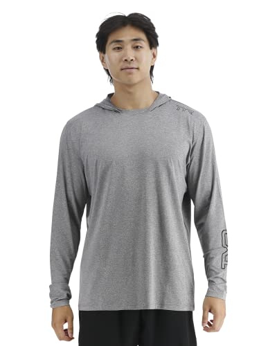 Tyr Men's Standard Long Sleeve Sun Protection Performance Hoodie Shirt Upf 50+, Heather Grey #TOP20