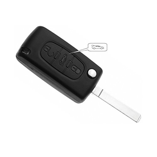 Jongo - Coque de Clé avec Lame VA2 Compatible avec Citroën Berlingo et Peugeot Partner | CE0536 | Boitier Clef Plip Voiture et Utilitaire Télécommande 3 Boutons