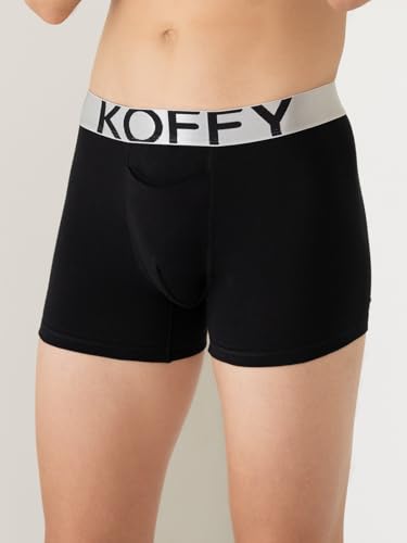 Image of KOFFY Men's Malleable Cotton Lycra Long Trunk with Minus Cutting Pouch I Wrinkle Free I Moisture Wicking Technology