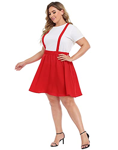 HDE Plus Size Suspender Skirt 1X-4X Elastic Waist Overall Pinafore Skater Skirts3