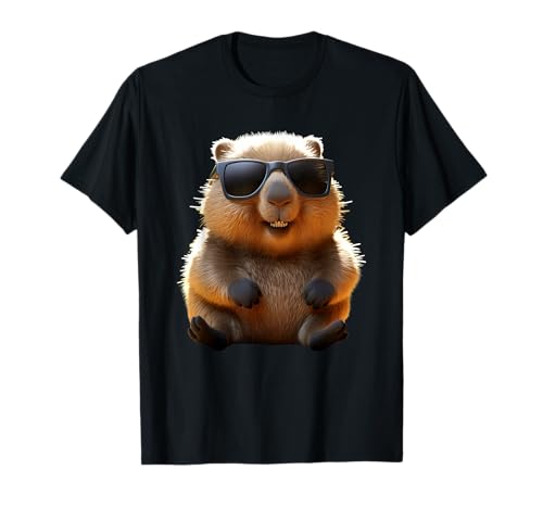 Lustige Wombats für alle Wombat Liebhaber Wombat mit Sonnenbrille Australien Beuteltier Süßer Wombat Unisex T-Shirt Schwarz Klein