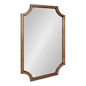 Kate and Laurel Hogan Farmhouse Wood Framed Wall Mirror, 24 x 36, Rustic Brown, Modern Wall Accent with Scalloped Corners