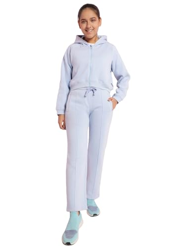 Image of Li'l Tomatoes Girls Fleece Tracksuit Set| Winter Hooded Full Zip Sweatshirt with Track Pants| Warm Casual Co-Ord Outfit for 9-16 Years