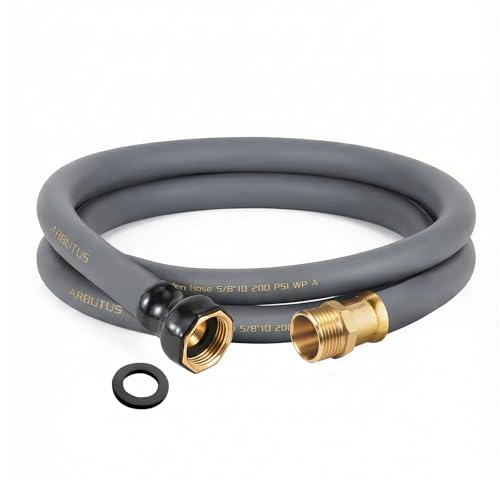 Garden Hose 5/8 x 10ft Brass Rubber Heavy Duty Water Hose 600 PSI Burst Pressure Durable Flexible Hose for Yard Car Wash Pets Gray