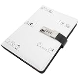Homoyoyo Password Notebook with Lock, Cartoon Student Diary Journal with Lockable Pu Cover, White School