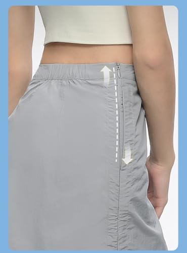 Women Cargo Skirt Casual Low Waist UPF 50+ Drawstring A-line Adjustable Long Skirt with Pockets SLD4M010 7