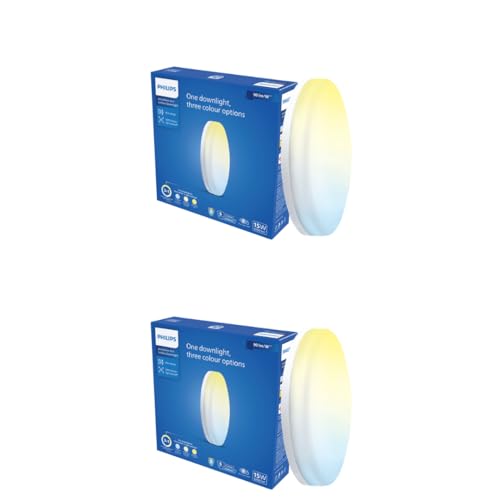 Image of PHILIPS 15W 3in1 AstraGlow Round Surface LED Panel Light | Slim Modern Design | Energy Efficient Ceiling Light for Home & Office - White | Pack of 2