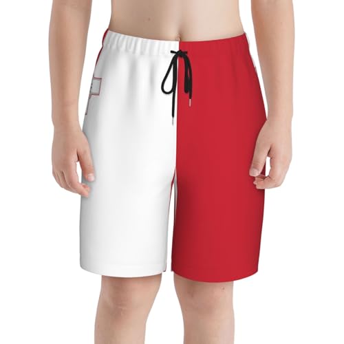 Flag of Malta Youth Beach Pants, Soft and Breathable, with Drawstring Waist, Suitable for Sports and Leisure.3