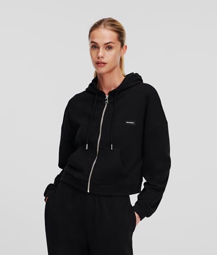 KARL LAGERFELD Essential Zip-Up Black sweat zippé noir